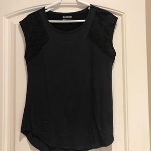 Reebok black lace workout top. Size M